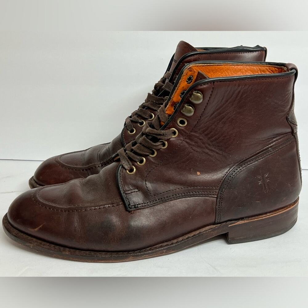 FRYE Walter Made In USA Lace Up Brown All Leather Boots Men's US 11 M